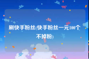 刷快手粉丝(快手粉丝一元100个不掉粉)