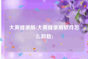 大黄蜂录屏(大黄蜂录屏软件怎么卸载)