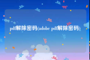 pdf解除密码(adobe pdf解除密码)