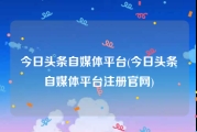 今日头条自媒体平台(今日头条自媒体平台注册官网)