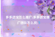 多多进宝怎么推广(多多进宝推广团队怎么找)