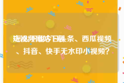 短视频网站下载
:怎么下载今日头条、西瓜视频、抖音、快手无水印小视频？