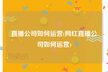 直播公司如何运营(网红直播公司如何运营)