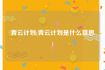 青云计划(青云计划是什么意思)