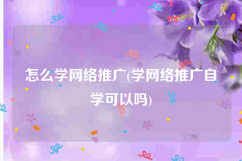 怎么学网络推广(学网络推广自学可以吗)