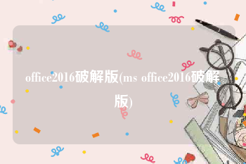 office2016破解版(ms office2016破解版)