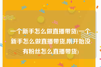 一个新手怎么做直播带货(一个新手怎么做直播带货,刚开始没有粉丝怎么直播带货)