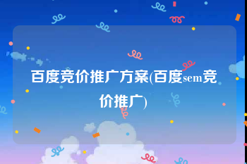 百度竞价推广方案(百度sem竞价推广)