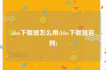 idm下载器怎么用(Idm下载器官网)