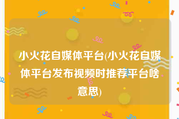 小火花自媒体平台(小火花自媒体平台发布视频时推荐平台啥意思)