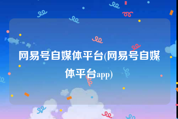 网易号自媒体平台(网易号自媒体平台app)