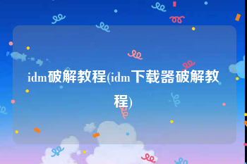 idm破解教程(idm下载器破解教程)