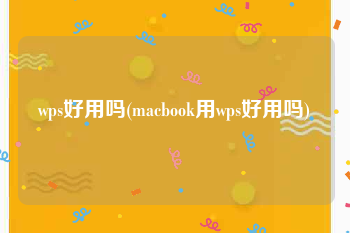 wps好用吗(macbook用wps好用吗)