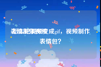 表情制作视频
:怎么把视频变成gif，视频制作表情包？