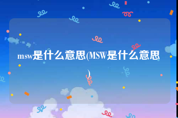 msw是什么意思(MSW是什么意思)