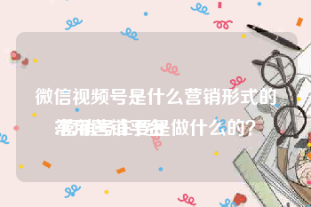 微信视频号是什么营销形式的常用营销平台
:营销号主要是做什么的？