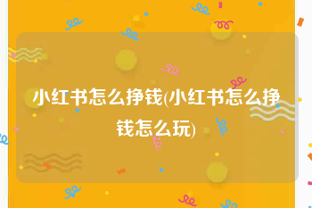 小红书怎么挣钱(小红书怎么挣钱怎么玩)